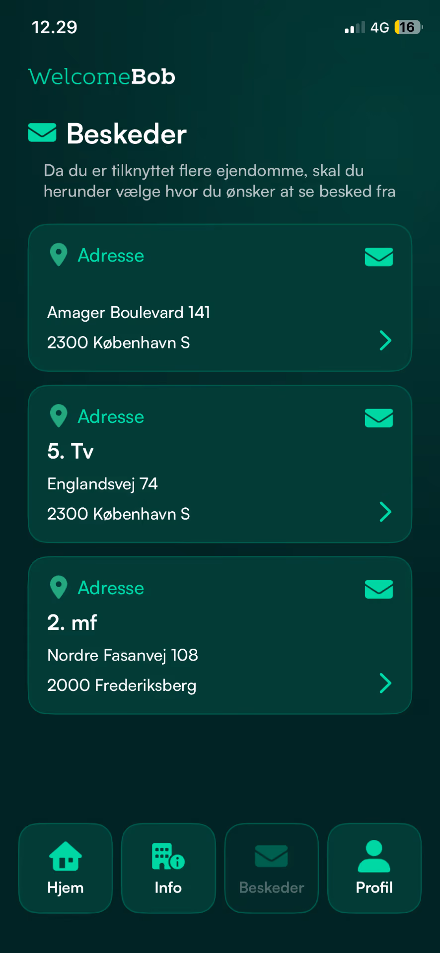 WelcomeBob app , Beskeder
