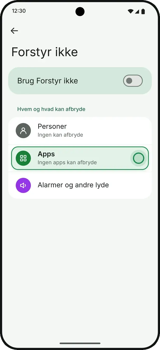 Tryk på »Apps« (eller »Undtagelser« / »Tilladte apps«).