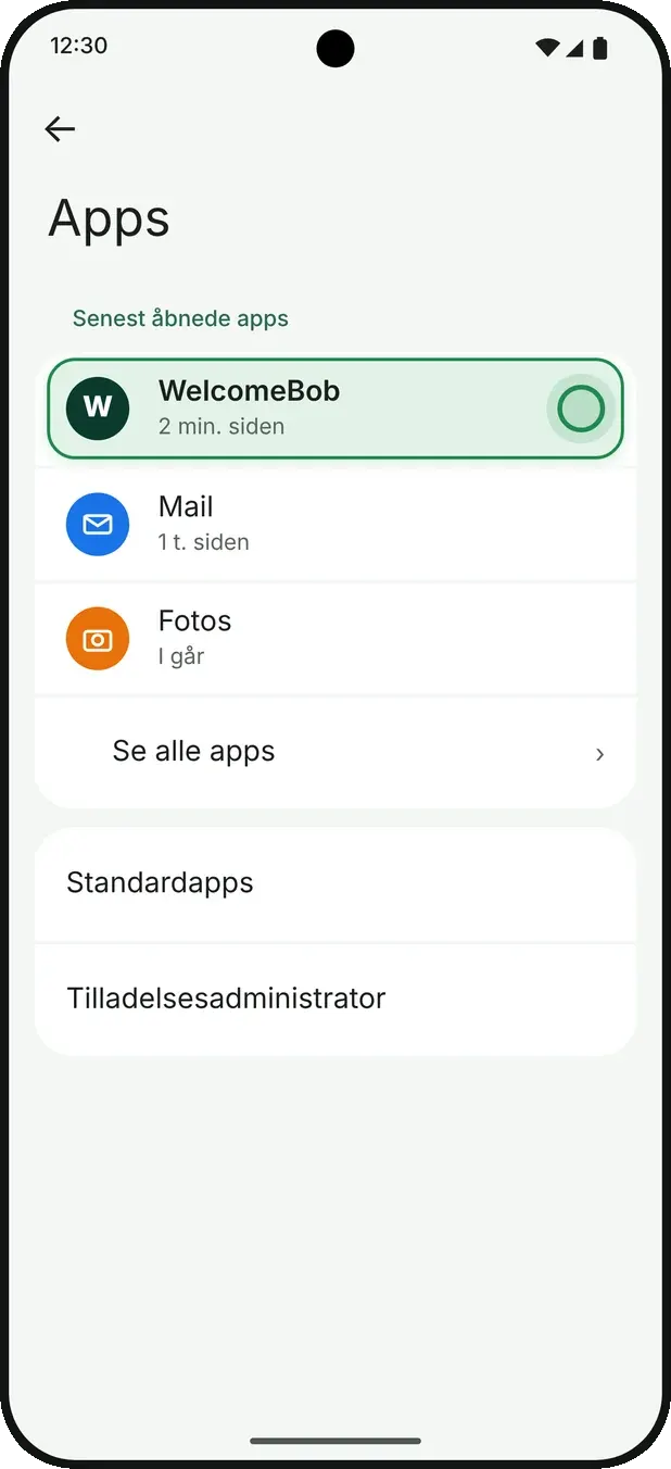Vælg »WelcomeBob«. (Kan du ikke se den, så tryk »Se alle apps«.)