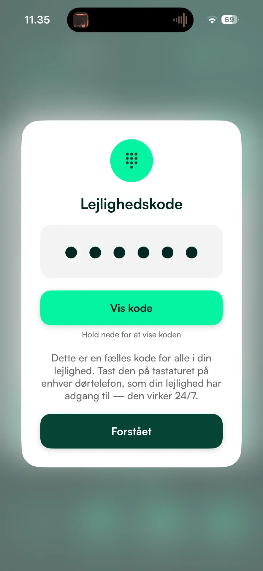 WelcomeBob app – Personlig pinkode