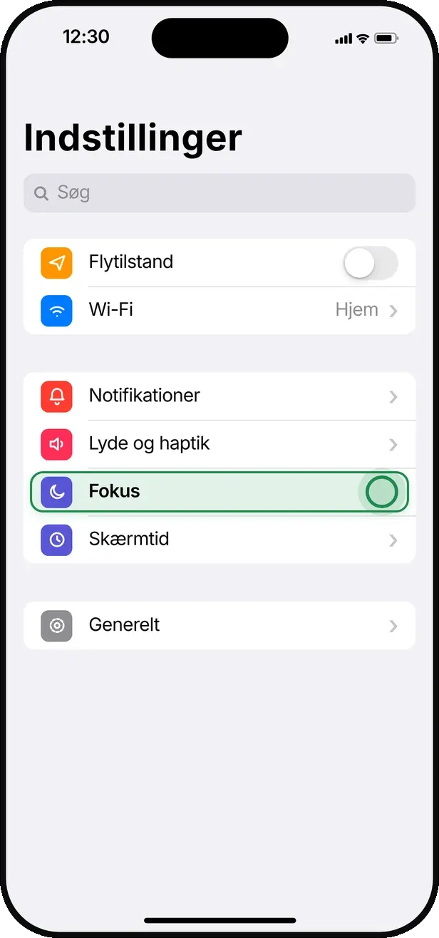 Åbn »Indstillinger« og tryk på »Fokus«.