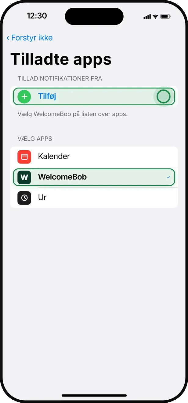 Tryk »Tilføj« og vælg »WelcomeBob«.