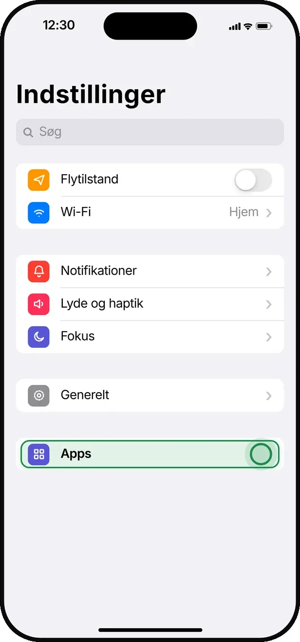 Rul ned og tryk på »Apps«.