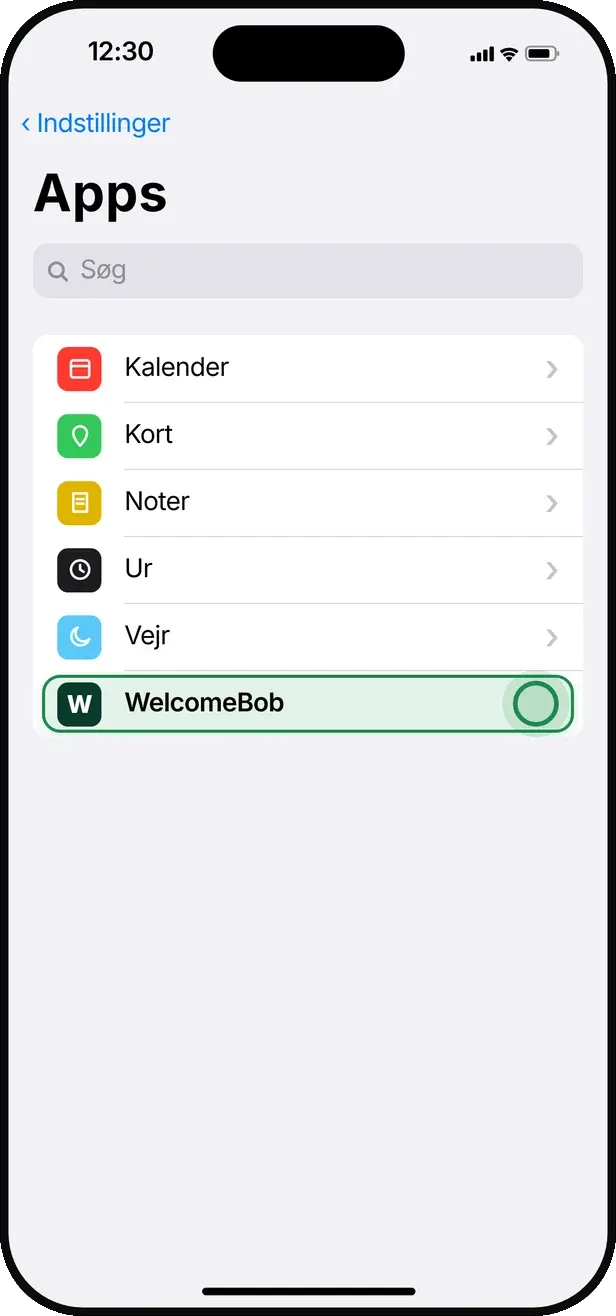 Vælg »WelcomeBob« på listen.
